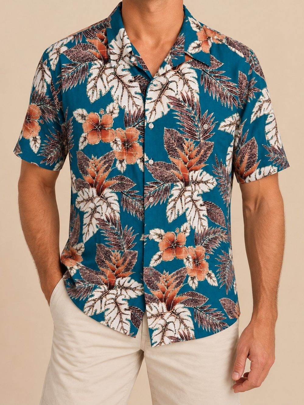 Tori Richard Hawaiian Floral Shirt Mens M Blue Resort Vacation